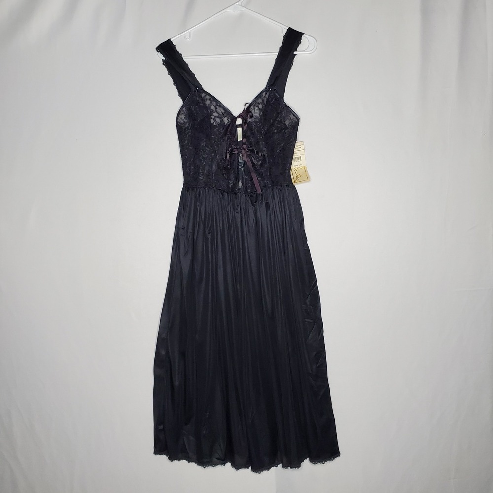 Delicates Black Sheer Lace Laceup Midi Dress Small Whimsygoth Romantic 90s Fairy